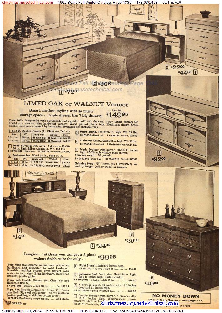 1962 Sears Fall Winter Catalog, Page 1330