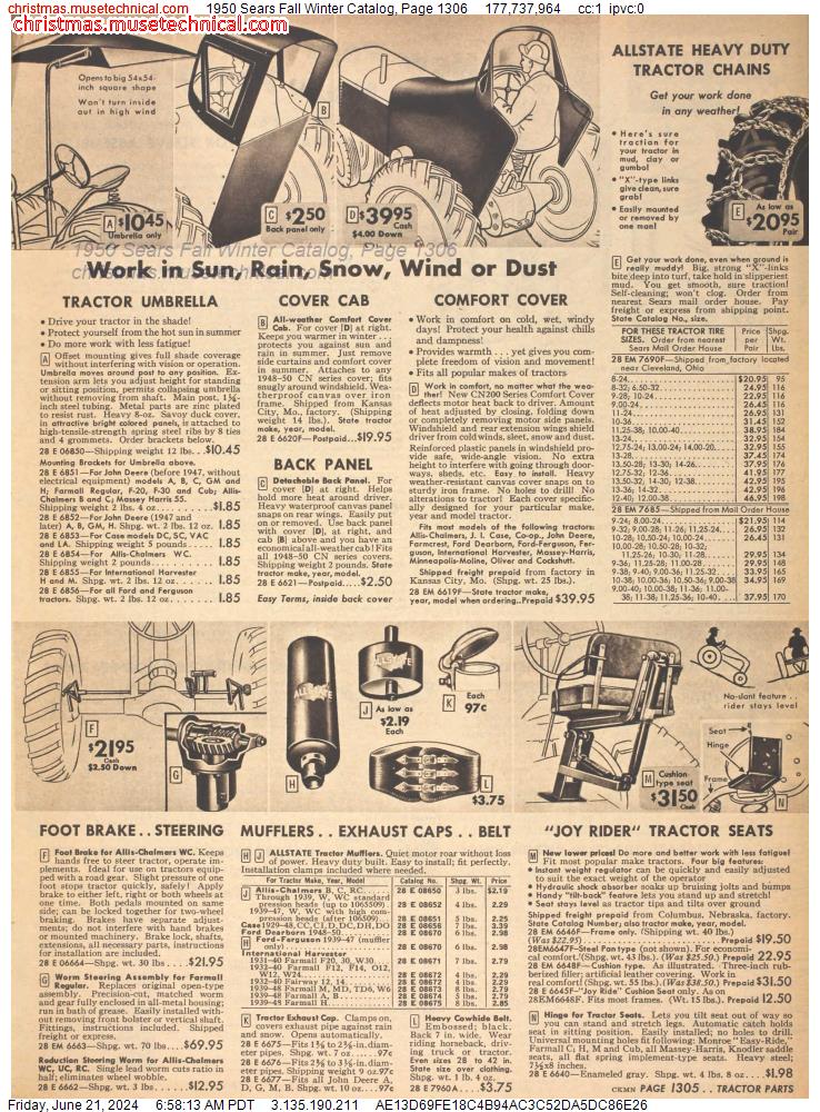 1950 Sears Fall Winter Catalog, Page 1306