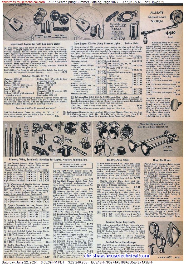 1957 Sears Spring Summer Catalog, Page 1077