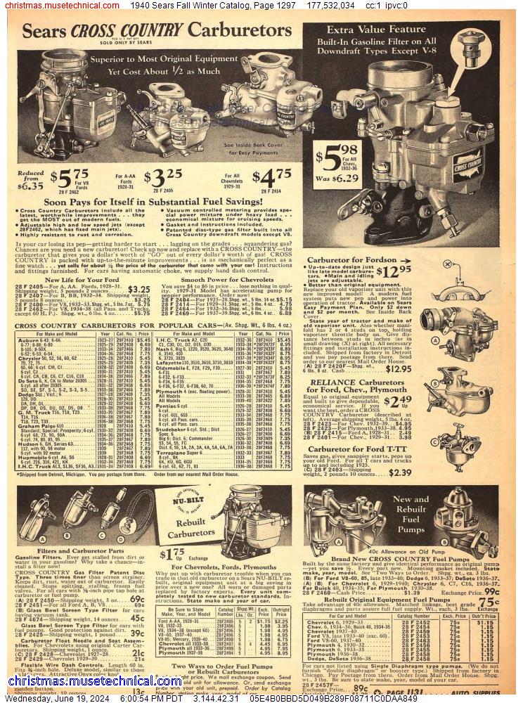 1940 Sears Fall Winter Catalog, Page 1297