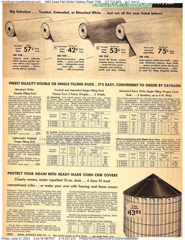 1950 Sears Fall Winter Catalog, Page 1309