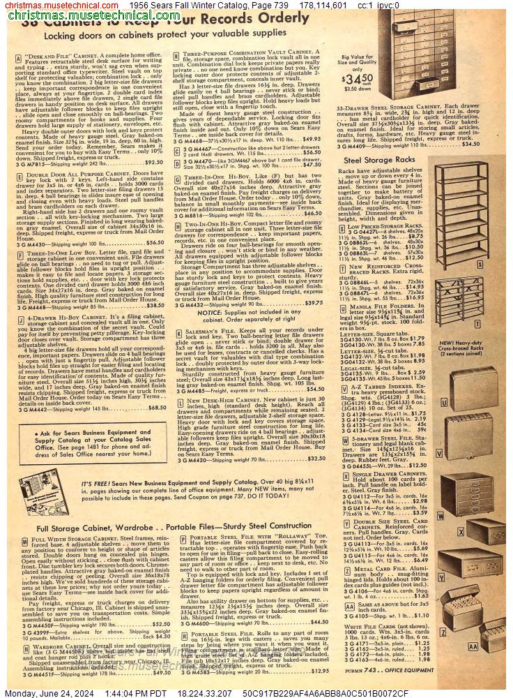 1956 Sears Fall Winter Catalog, Page 739