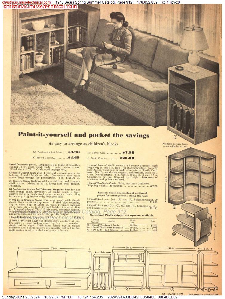 1943 Sears Spring Summer Catalog, Page 912
