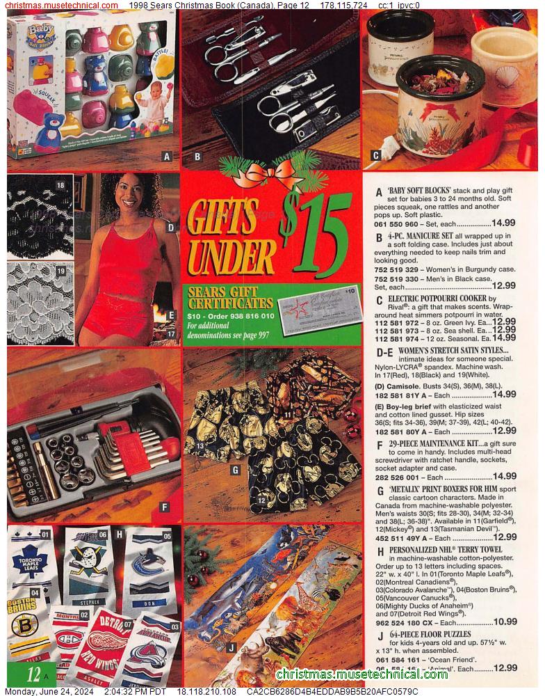 1998 Sears Christmas Book (Canada), Page 12