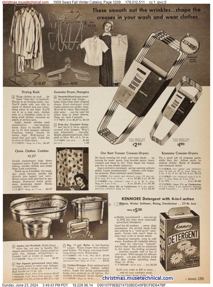1959 Sears Fall Winter Catalog, Page 1209