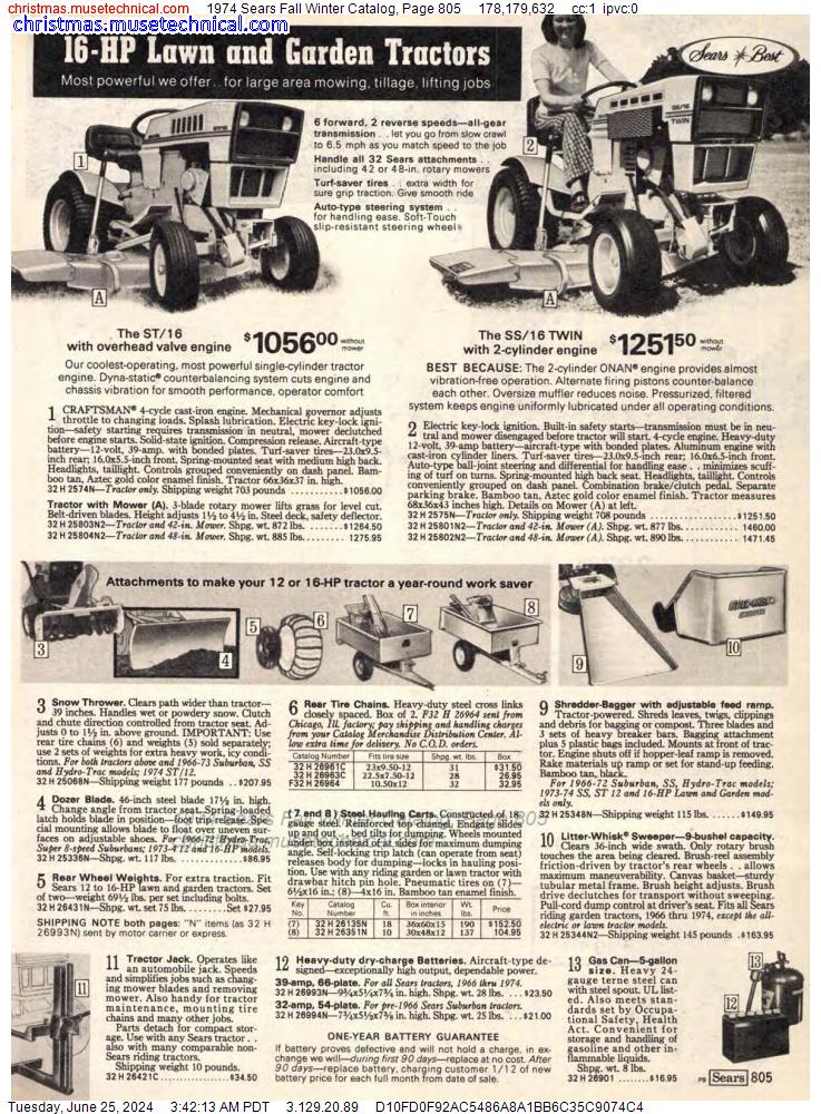 1974 Sears Fall Winter Catalog, Page 805
