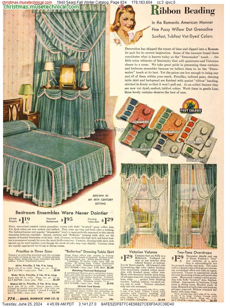 1940 Sears Fall Winter Catalog, Page 834