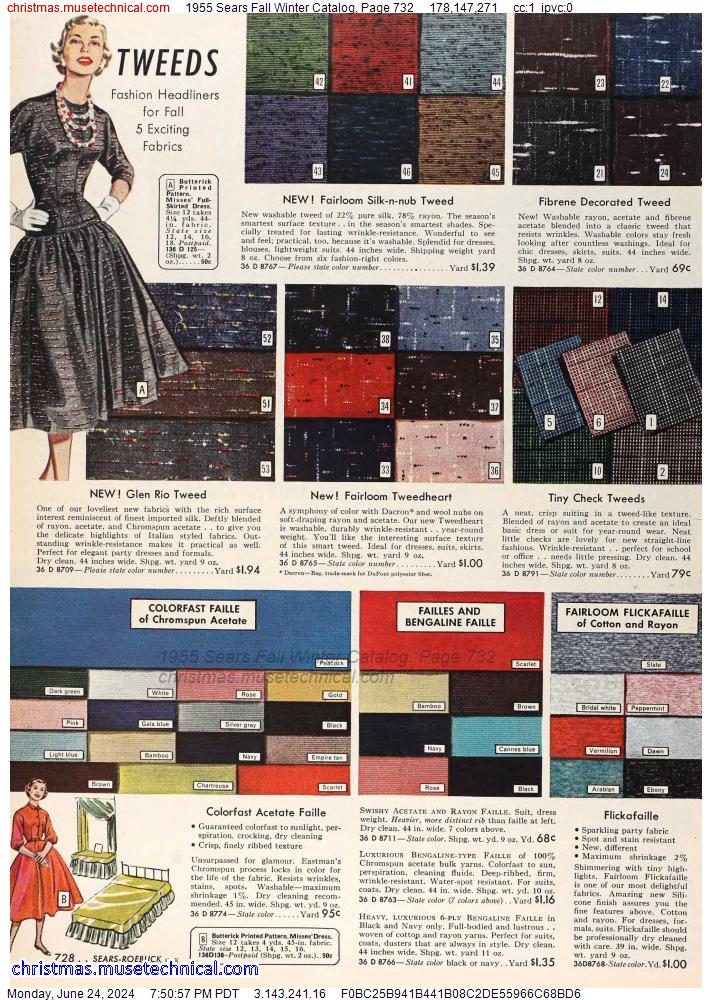 1955 Sears Fall Winter Catalog, Page 732