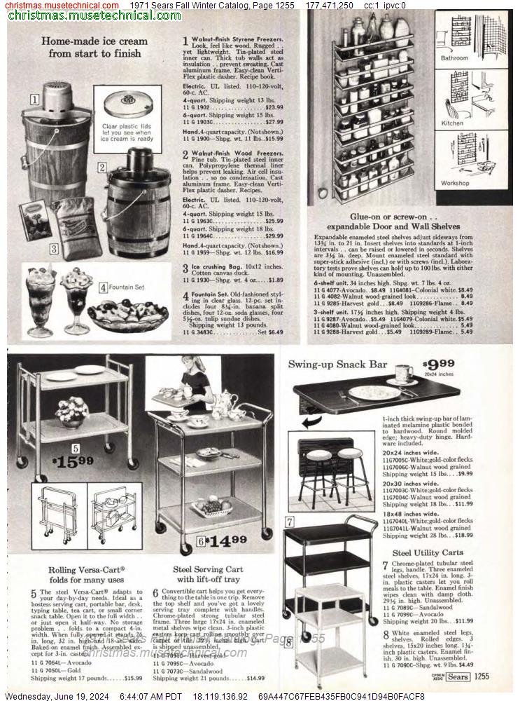 1971 Sears Fall Winter Catalog, Page 1255