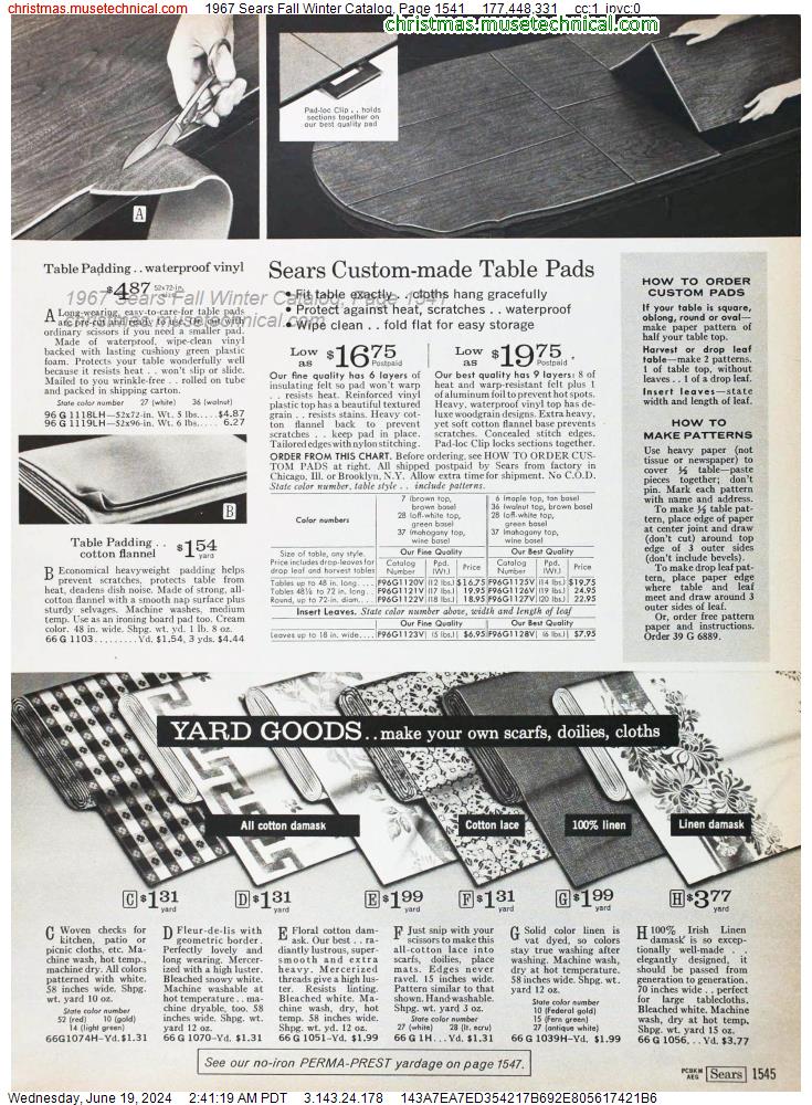 1967 Sears Fall Winter Catalog, Page 1541