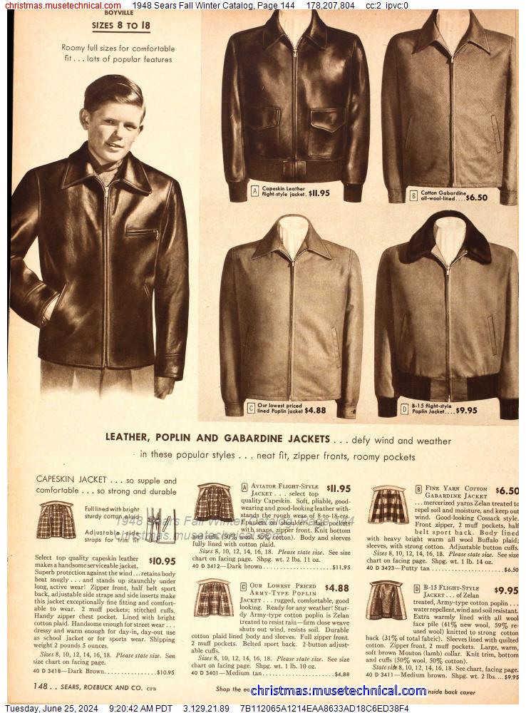 1948 Sears Fall Winter Catalog, Page 144