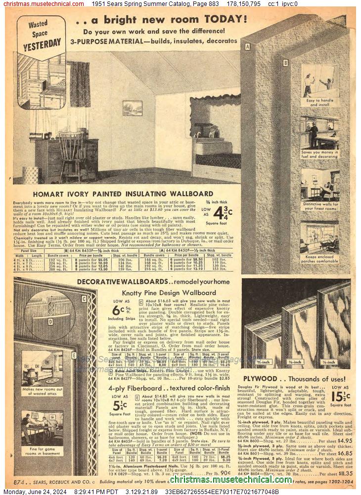 1951 Sears Spring Summer Catalog, Page 883