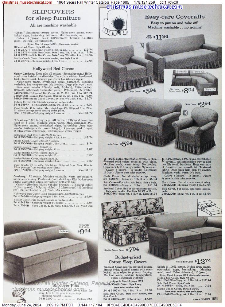 1964 Sears Fall Winter Catalog, Page 1685