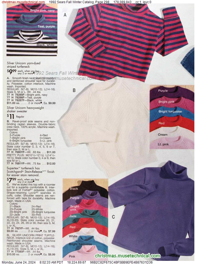 1992 Sears Fall Winter Catalog, Page 298
