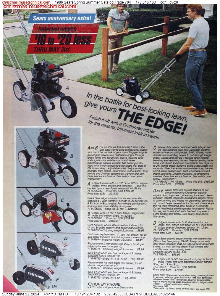 1986 Sears Spring Summer Catalog, Page 704