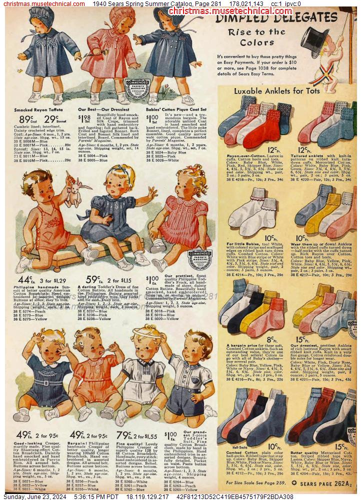1940 Sears Spring Summer Catalog, Page 281
