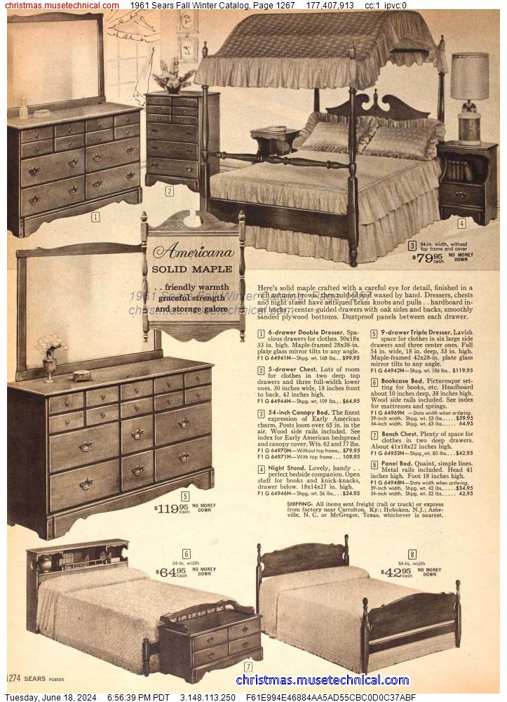 1961 Sears Fall Winter Catalog, Page 1267