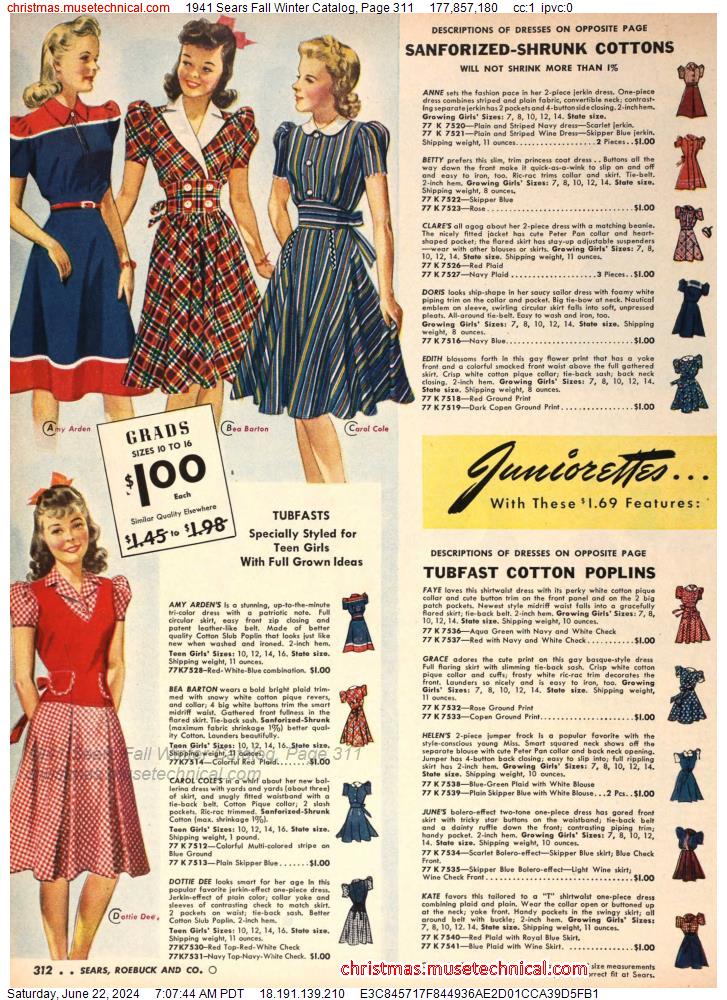 1941 Sears Fall Winter Catalog, Page 311