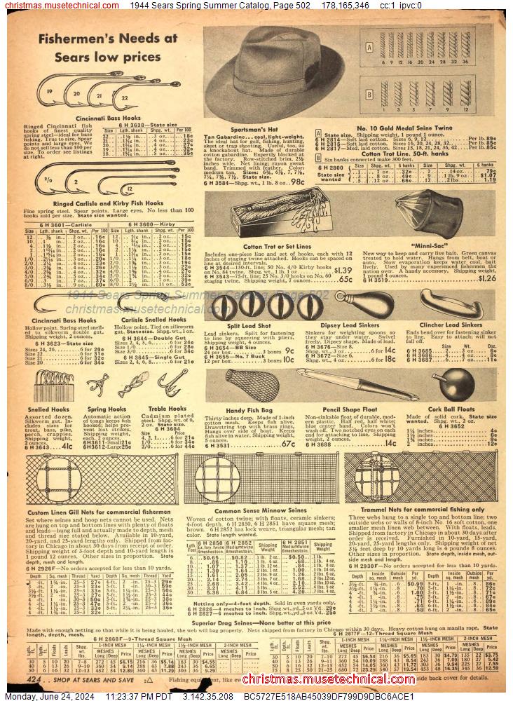 1944 Sears Spring Summer Catalog, Page 502