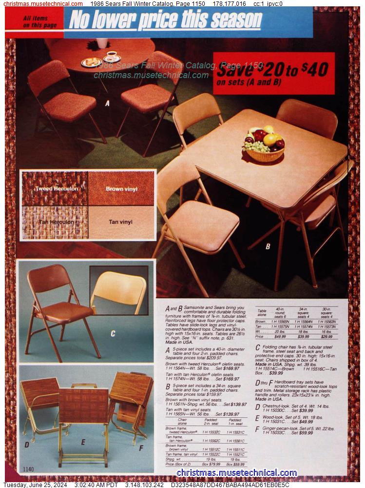1986 Sears Fall Winter Catalog, Page 1150