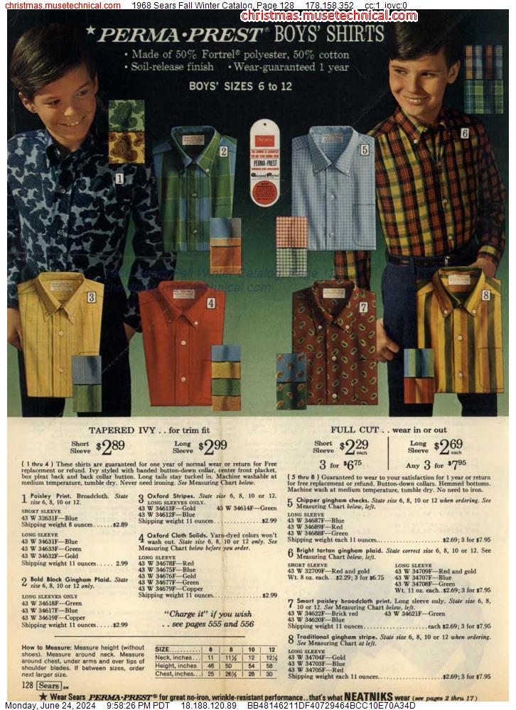 1968 Sears Fall Winter Catalog, Page 128