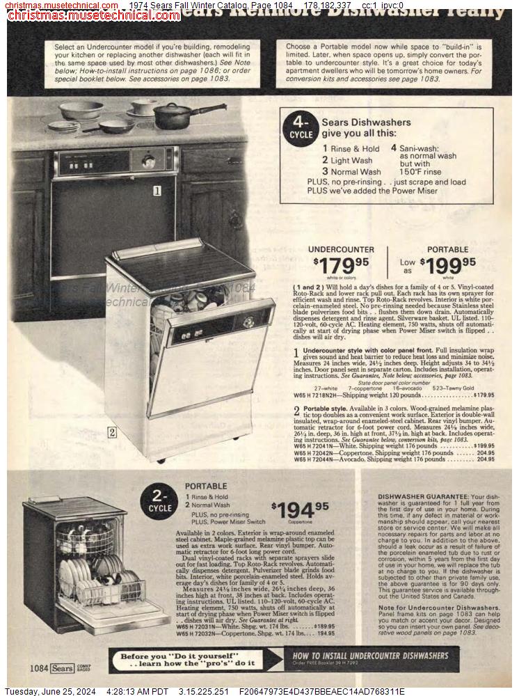 1974 Sears Fall Winter Catalog, Page 1084