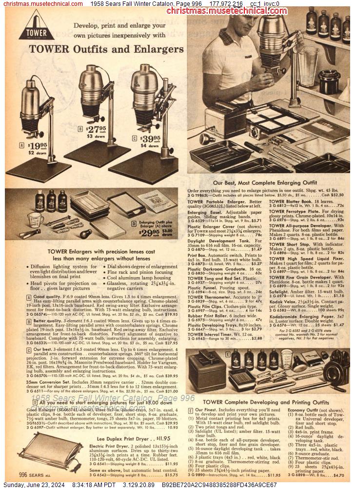 1958 Sears Fall Winter Catalog, Page 996