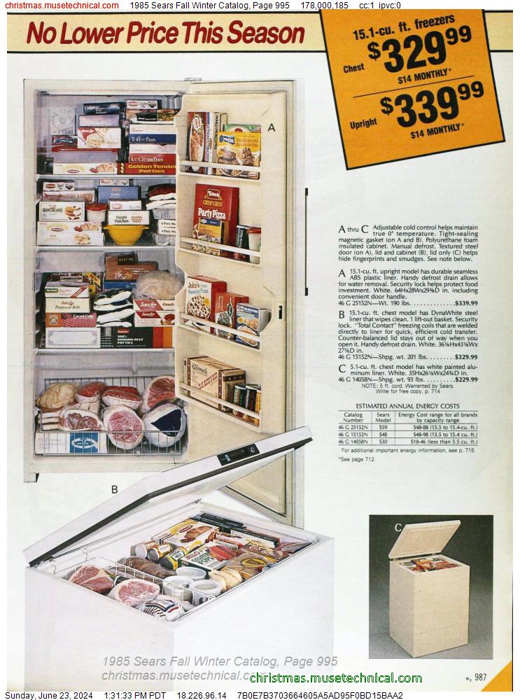 1985 Sears Fall Winter Catalog, Page 995