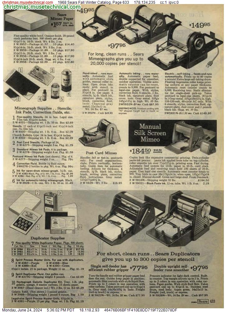 1968 Sears Fall Winter Catalog, Page 633