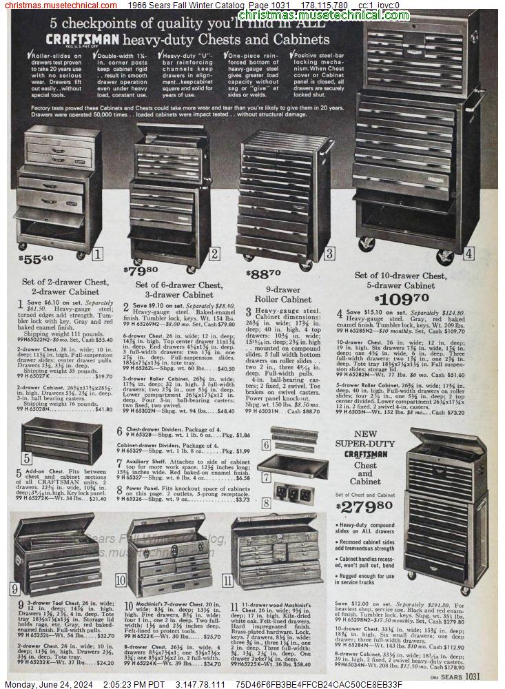1966 Sears Fall Winter Catalog, Page 1031