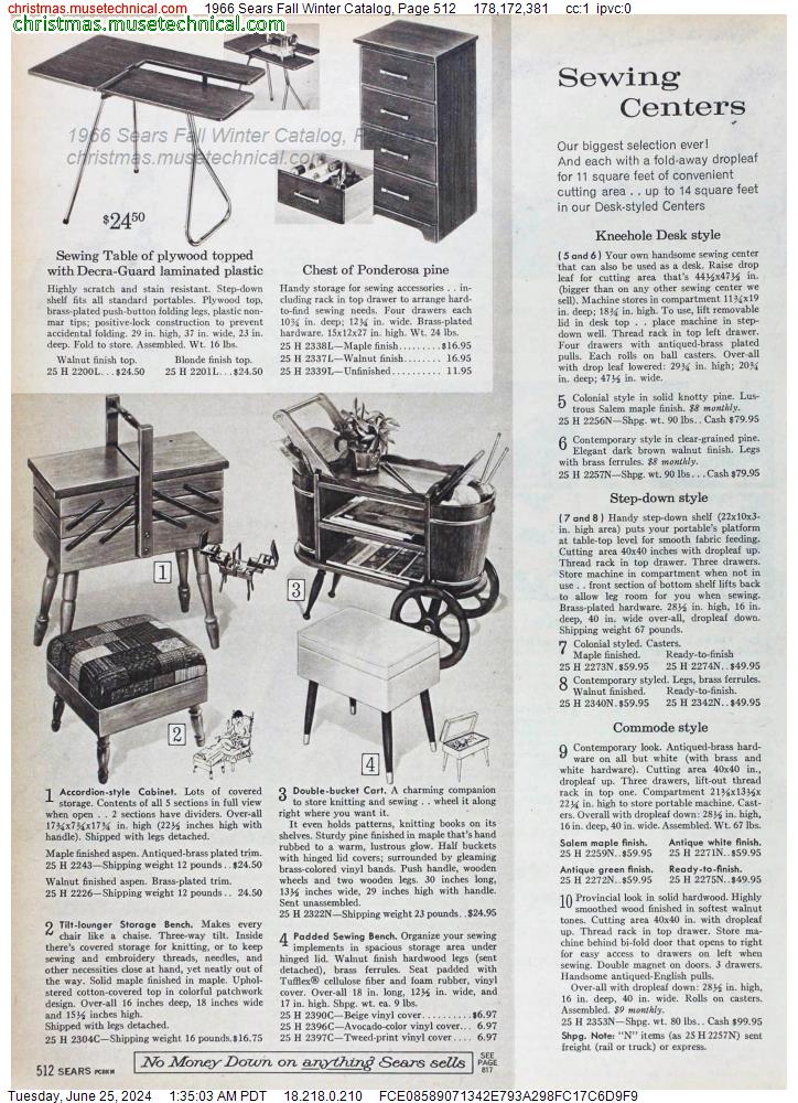 1966 Sears Fall Winter Catalog, Page 512