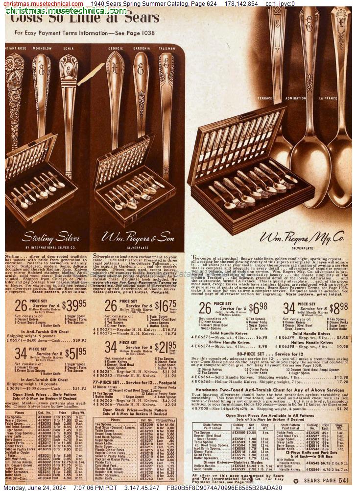 1940 Sears Spring Summer Catalog, Page 624
