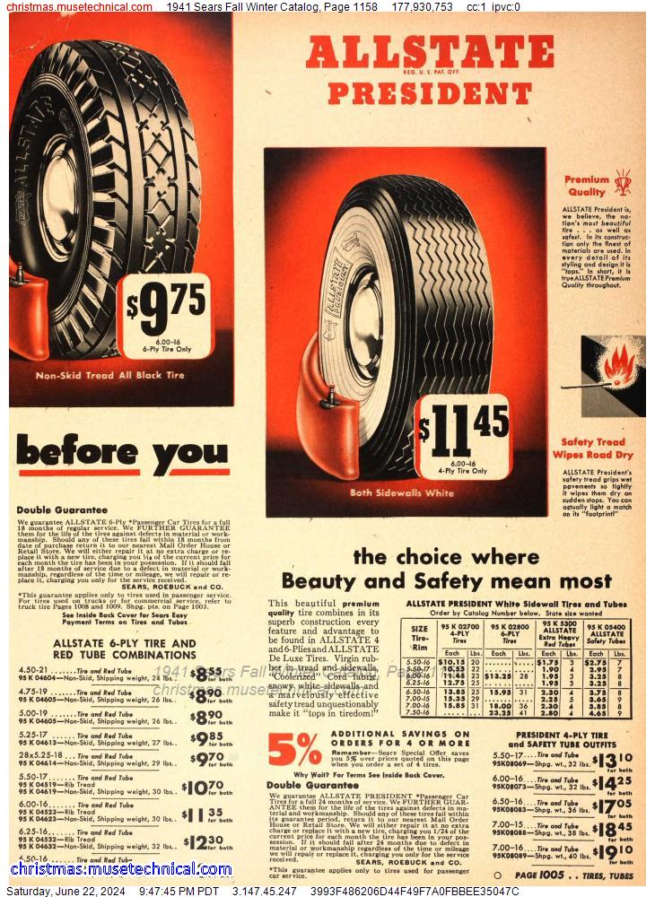 1941 Sears Fall Winter Catalog, Page 1158