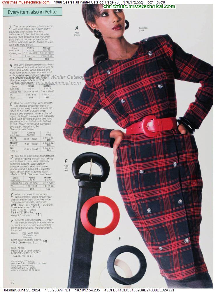 1988 Sears Fall Winter Catalog, Page 70