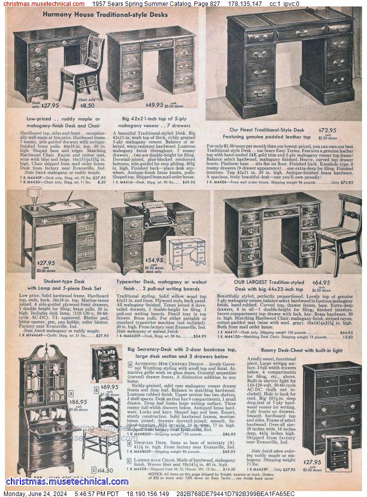 1957 Sears Spring Summer Catalog, Page 827