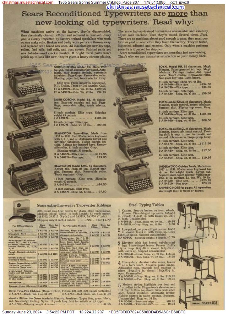 1965 Sears Spring Summer Catalog, Page 807
