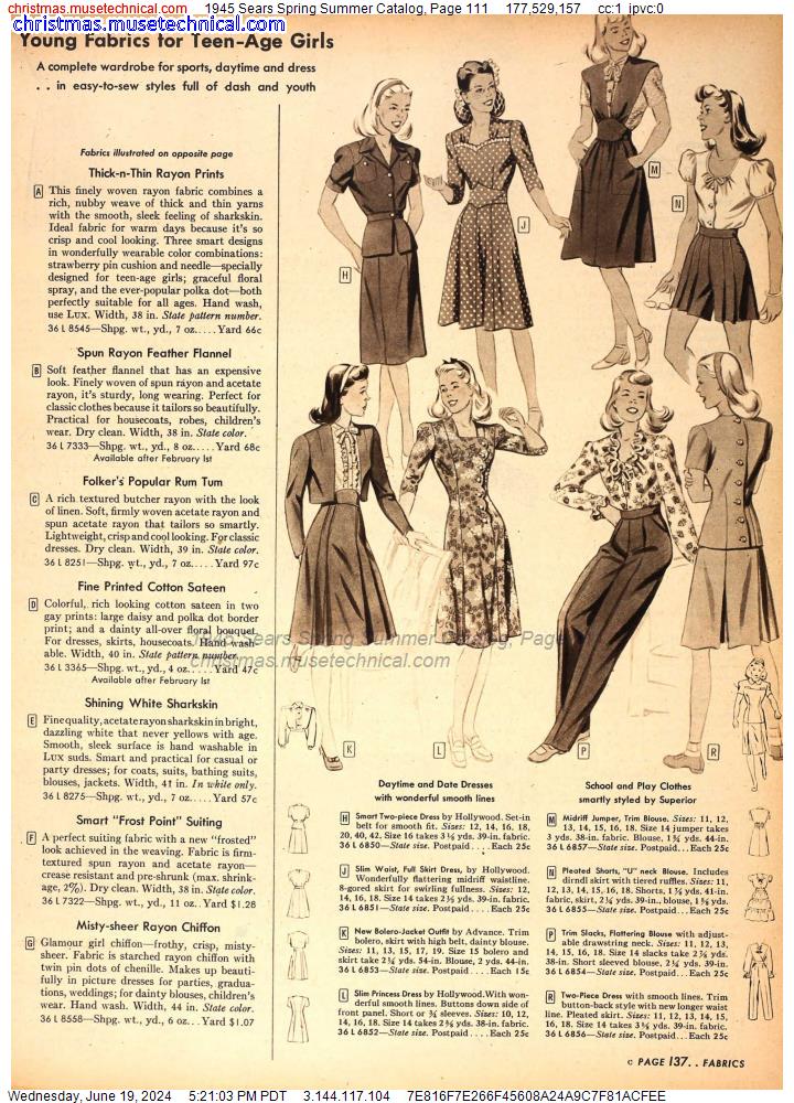 1945 Sears Spring Summer Catalog, Page 111
