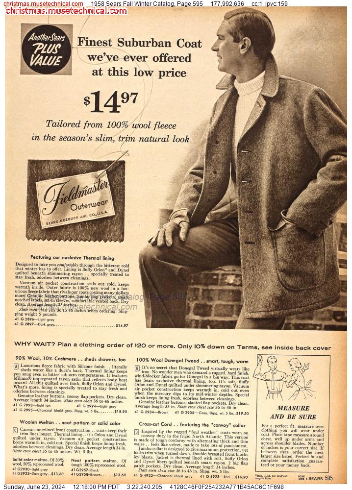 1958 Sears Fall Winter Catalog, Page 595