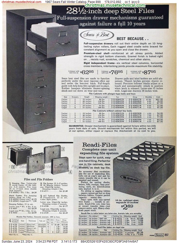 1967 Sears Fall Winter Catalog, Page 899