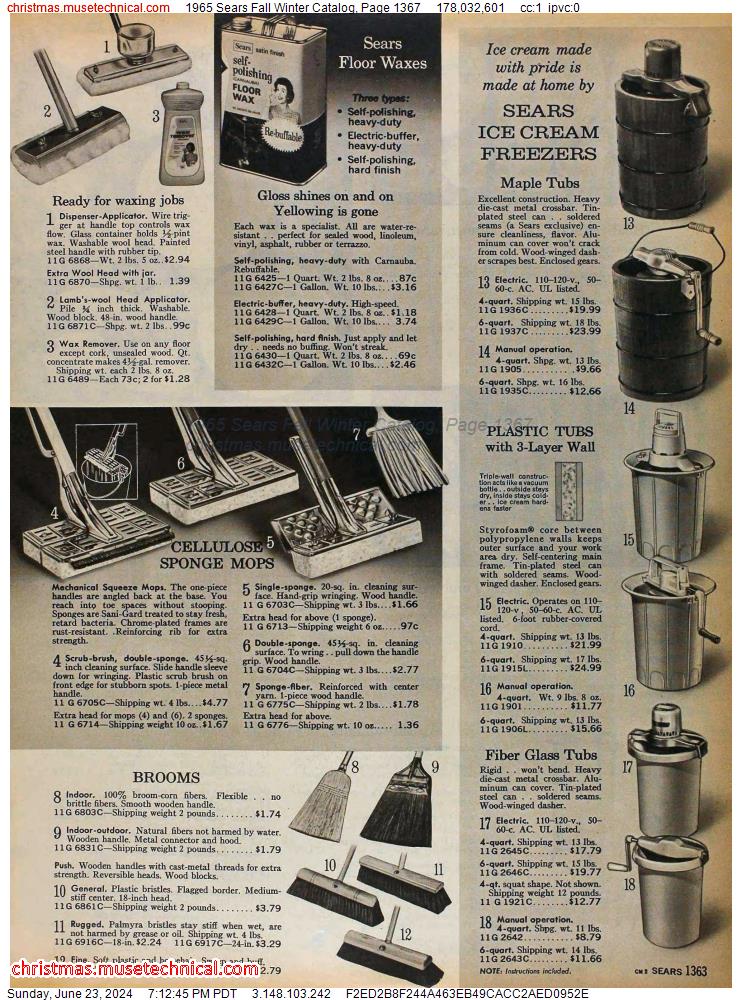 1965 Sears Fall Winter Catalog, Page 1367