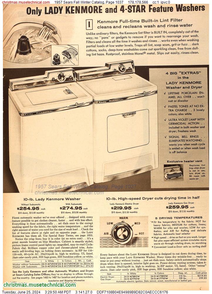1957 Sears Fall Winter Catalog, Page 1037