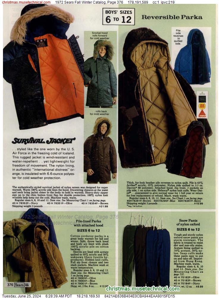 1972 Sears Fall Winter Catalog, Page 376