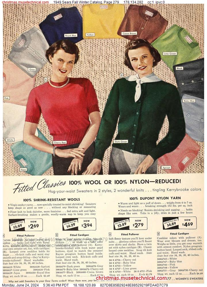 1949 Sears Fall Winter Catalog, Page 279