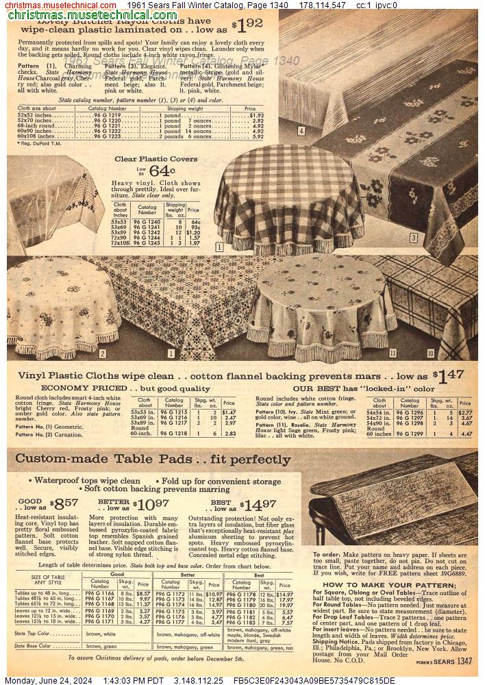1961 Sears Fall Winter Catalog, Page 1340