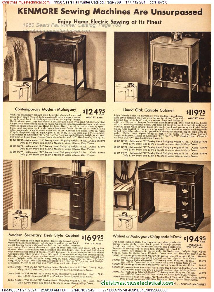 1950 Sears Fall Winter Catalog, Page 768