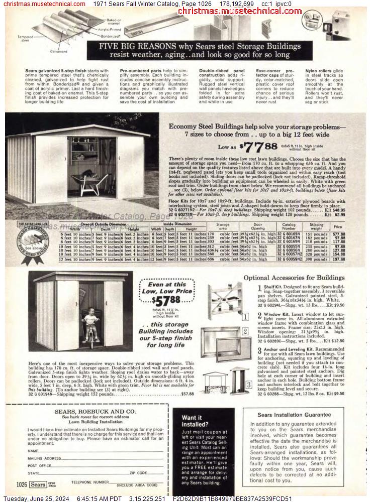 1971 Sears Fall Winter Catalog, Page 1026