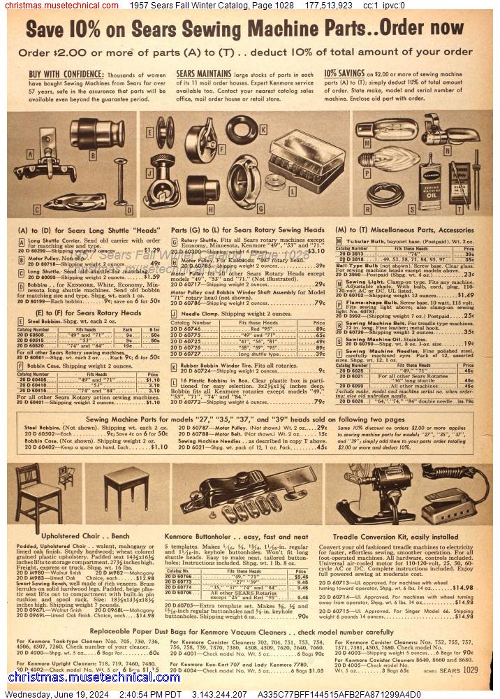 1957 Sears Fall Winter Catalog, Page 1028