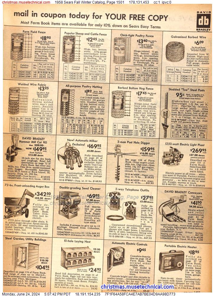1958 Sears Fall Winter Catalog, Page 1501