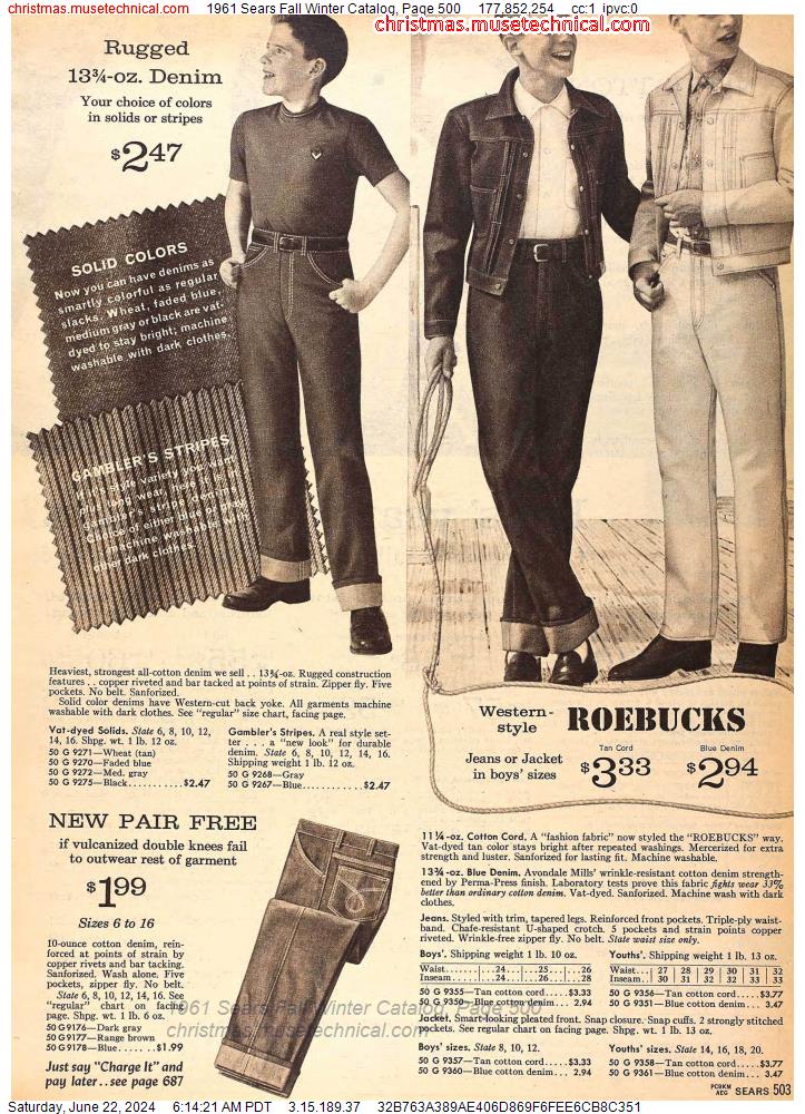 1961 Sears Fall Winter Catalog, Page 500