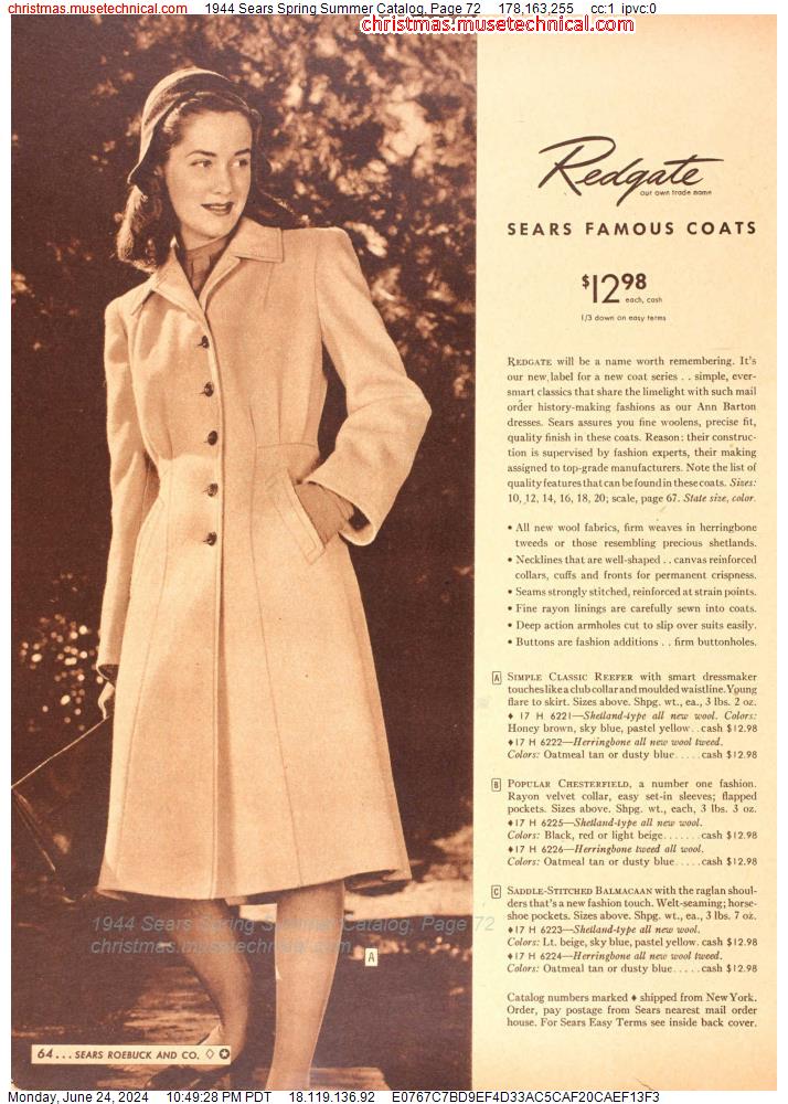 1944 Sears Spring Summer Catalog, Page 72